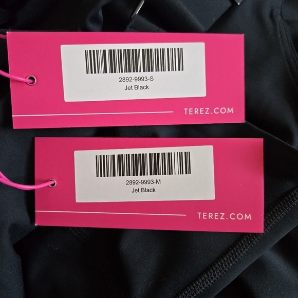 New Terez TLC Wide Strap One Piece Activewear Jet Black Bodysuit 2892 NWT - Picture 7 of 8